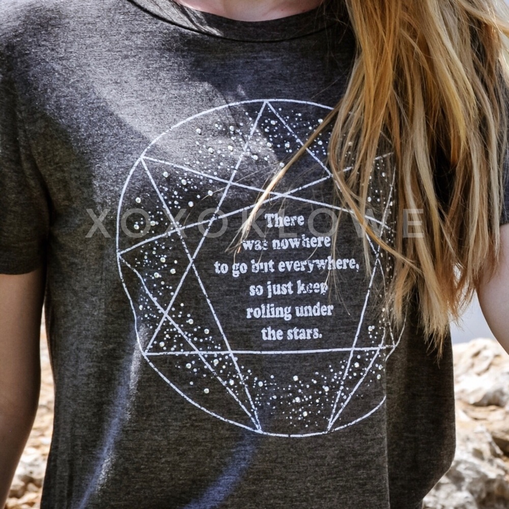 LAST ONE Rolling Under The Stars Sparkly Rhinestone Short Sleeve Graphic Tee
